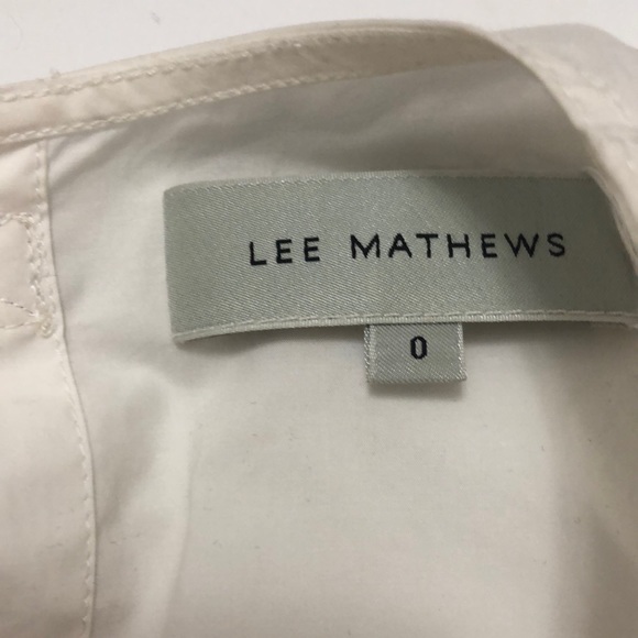 Lee Mathews 0 Dress White Cotton Long Sleeve Open Back Pockets Long Excellent - Picture 2 of 12